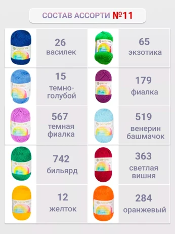 Набор пряжи Пехорка «Детская новинка» Ассорти 11