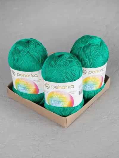 Пряжа Пехорка «Детский хлопок» - (480 - Яркая зелень)