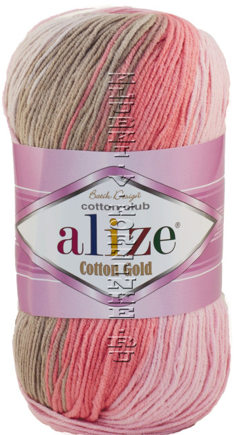 Пряжа Cotton Gold  Batik Alize - (5970 - Розовый, беж)