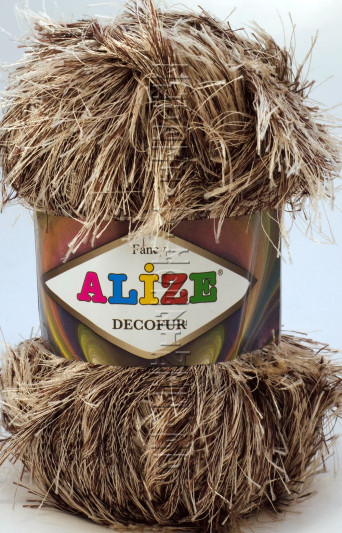 Пряжа Decofur Alize - (1367 - коричневый, кремовый)