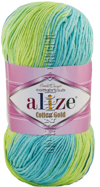 Пряжа Cotton Gold  Batik Alize - (4146 - Мята, салатовый, голубой)