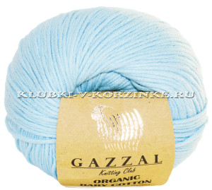 Пряжа Gazzal Organic Baby Cotton - (423 - Голубой) 50 г / 115 м100% органический хлопок