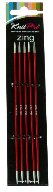 Спицы №2,5 KnitPro Zing чулочные 15 см, гранатовые  (арт.47003)