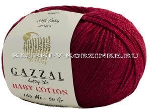 Пряжа GAZZAL (Газзал) Baby Cotton - (3442 - Бордовый) 50 г / 165 м60% хлопок, 40% полиакрил 