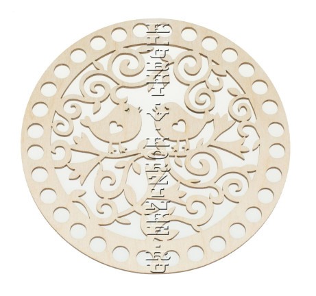 Крышка для корзины с птичками резная, круг, 15 см 