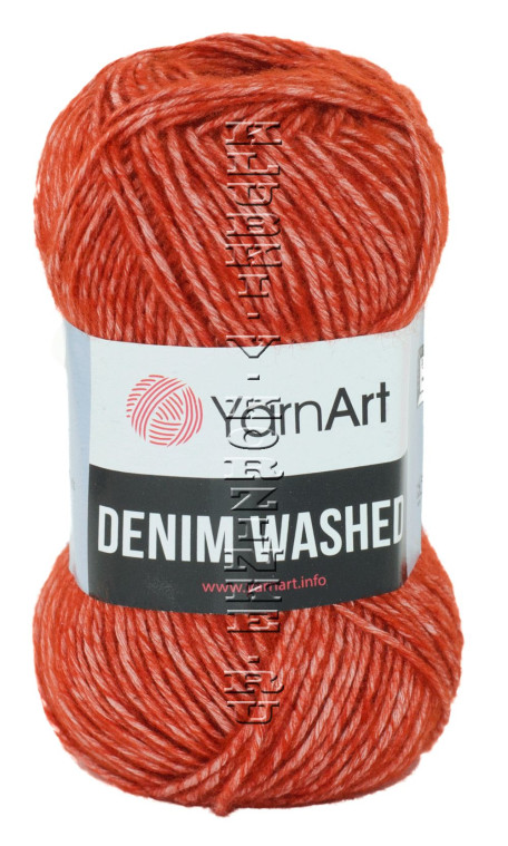 Пряжа YarnArt Denim Washed - (915 - Терракот, белый)