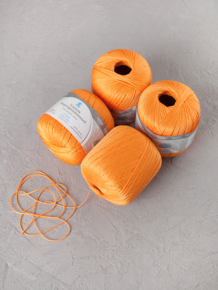 Пряжа Камтекс «Хлопок Мерсеризованный» - (035 - Оранжевый)