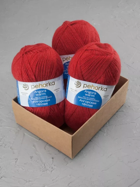 Пряжа Пехорка «Ангорская теплая» - (88 - Красный мак)