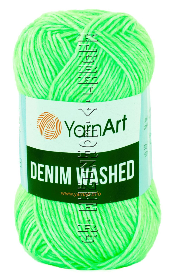 Пряжа YarnArt Denim Washed - (912 - Салатовый, белый)