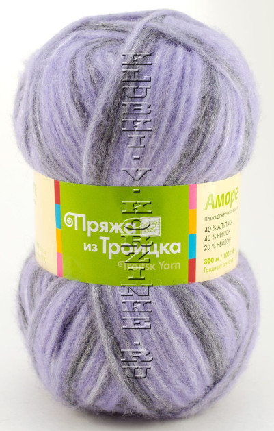 Пряжа Троицкая «Аморе» - (3739 - Мулине св.сирень, черный)