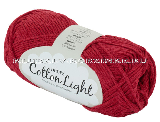 Пряжа Cotton Light DROPS - (17 - Тёмно - красный)