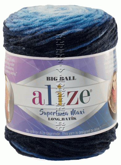 Пряжа Superlana Maxi Long Batik Alize - (6773 - Голубой, синий)