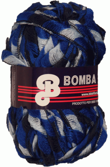 Ленточная пряжа BOMBA (4 - Т.синий, синий, голубой)