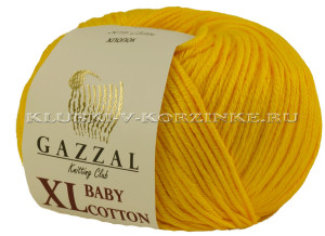 Пряжа GAZZAL (Газзал) Baby Cotton XL - (3417XL - Желтый) 50 г / 105 м50% хлопок, 50% акрил 