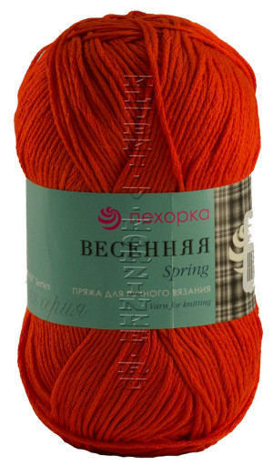 Пряжа Пехорка &quot;Весенняя&quot; - (250 - Рябина) 100 г / 250 м100% хлопок мерсеризованный