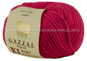 Пряжа GAZZAL (Газзал) Baby Cotton XL - (3415XL - Малиновый) 50 г / 105 м50% хлопок, 50% акрил 