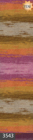 Пряжа LANAGOLD BATIK Alize - (3543 - Серый, сиреневый, оранжевый)