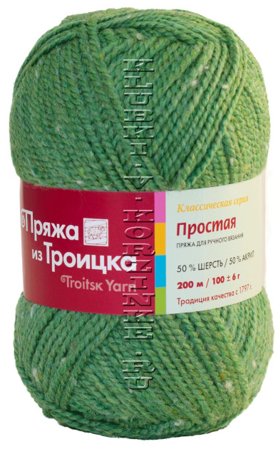 Пряжа Троицкая «Простая» - (8102 - Меланж, зел.яблоко)