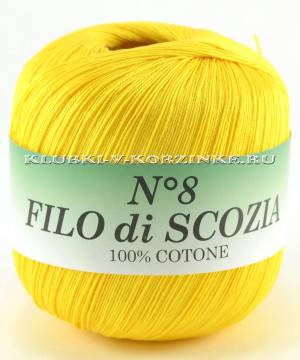 Пряжа Filo di Scozia №8 - (12 - Желтый) 50 г / 340 м100% мерсеризованный хлопок