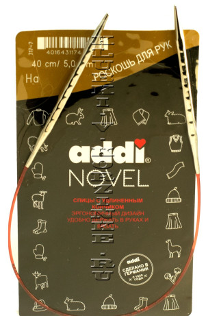 Спицы металлические круговые addiNovel №5 супергладкие с квадратным кончиком 40см