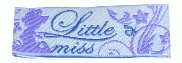 Жаккардовые этикетки Little miss (голубая) пришивная этикетка