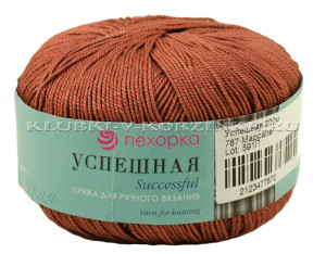 Пряжа Пехорка «Успешная» - (787 - Марсала) 50 г / 220 м100% мерсеризованный хлопок