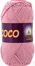 Пряжа VITA cotton &quot;COCO&quot; - (3866 - Чайная роза) 50 гр / 240 м100% мерсеризованный хлопок
