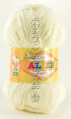 Пряжа Softy Alize - (62 - Светло-молочный) 50 г, 115 м100% микрополиэстер 