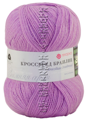 Пряжа Пехорка &quot;Кроссбред Бразилии&quot; - (389 - Св.фиалка) 100 гр. / 500 м50% шерсть "меринос", 50% акрил