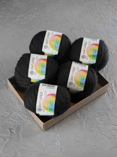 Пряжа Пехорка «Детский каприз» - (02 - Черный)