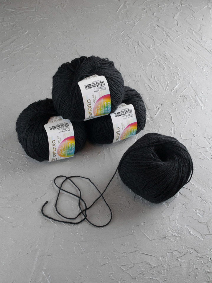 Пряжа Пехорка «Детский каприз» - (02 - Черный)