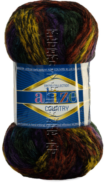 Пряжа Country New Alize - (5035 - Зелёный, оранж, алый, зелёный)