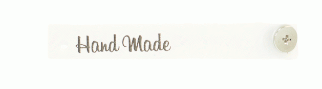 Силиконовая бирка «Hand Made» с кнопкой (Серебряная печать)