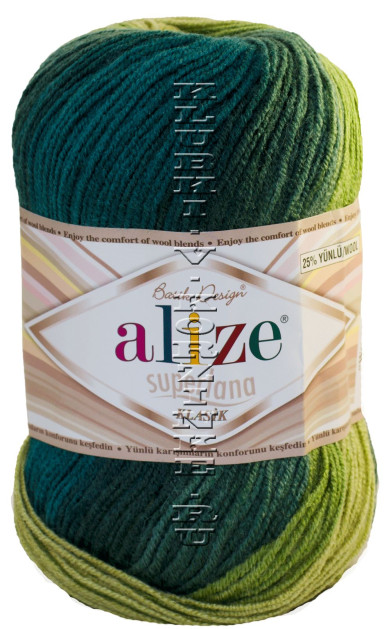 Пряжа Superlana Klasik Batik Alize - (4840 - Изумрудный, зеленый, хаки)