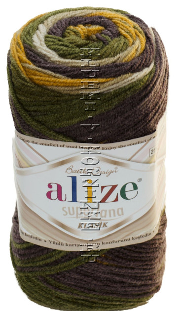 Пряжа Superlana Klasik Batik Alize - (5850 - Древесный, хакки, беж, оранжевый)