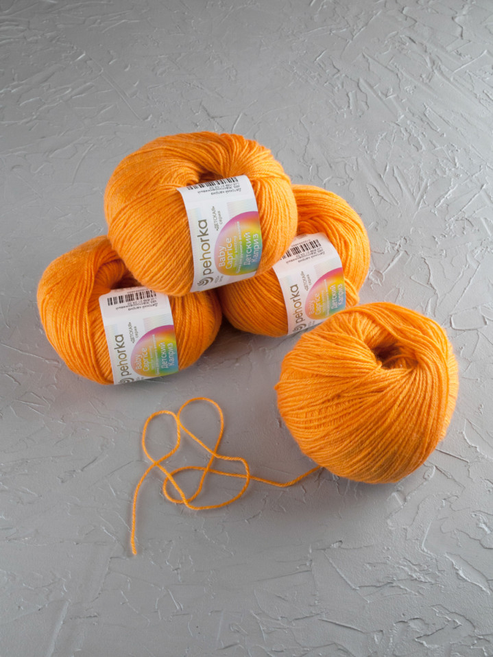 Пряжа Пехорка «Детский каприз» - (485 - Желтооранжевый)