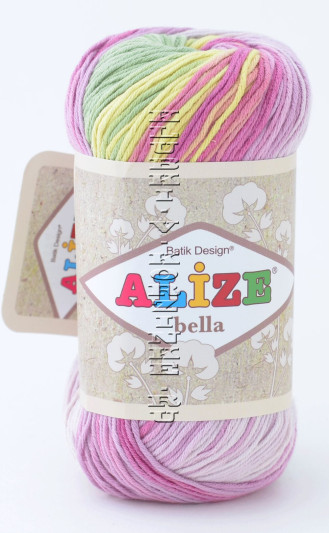 Пряжа BELLA BATIK Alize - (4591 - Салатовый, желтый, розовый)