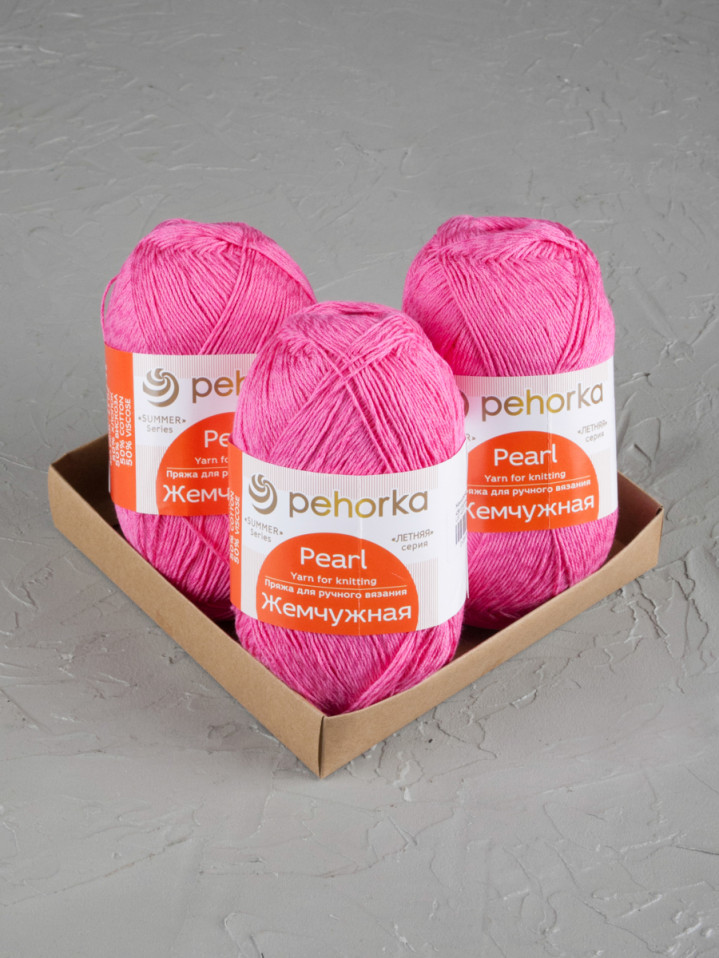 Пряжа Пехорка «Жемчужная» - (439 - Малиновый)