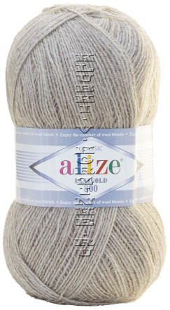 Пряжа Alize Lanagold 800 - (207 - Тёмно - бежевый меланж)