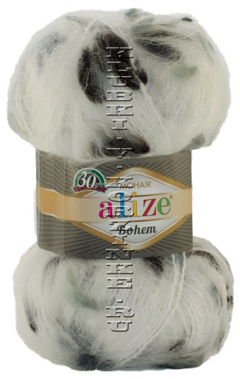 Пряжа Mohair Bohem Alize - (5147 - Белый, серый)