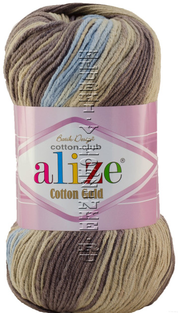 Пряжа Cotton Gold  Batik Alize - (4148 - Беж, коричневый, голубой)