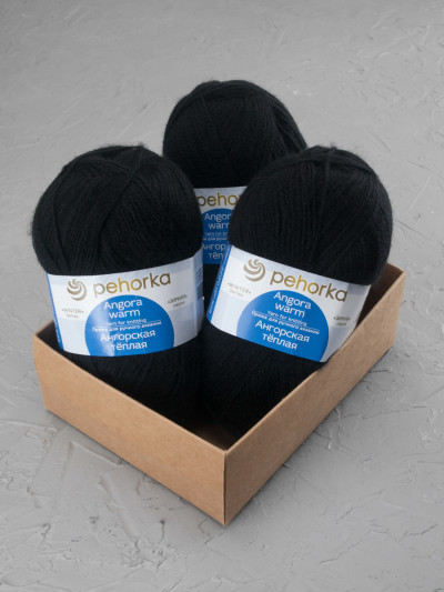 Пряжа Пехорка «Ангорская теплая» - (02 - Черный)