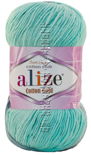 Пряжа Cotton Gold  Batik Alize - (6521 - Св.бирюзовый, серый)