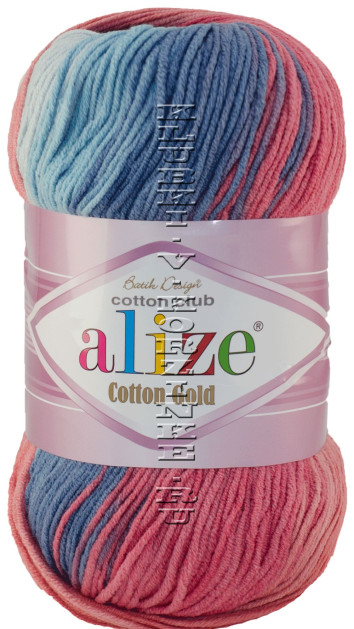 Пряжа Cotton Gold  Batik Alize - (5952 - Синий, коралловый, серый)
