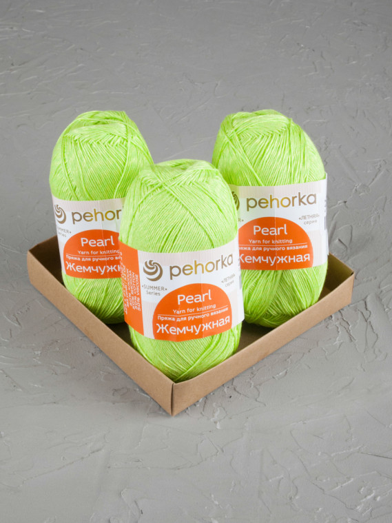 Пряжа Пехорка «Жемчужная» - (483 - Незрелый лимон)