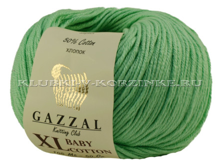 Пряжа GAZZAL (Газзал) Baby Cotton XL - (3425XL - Мятный)