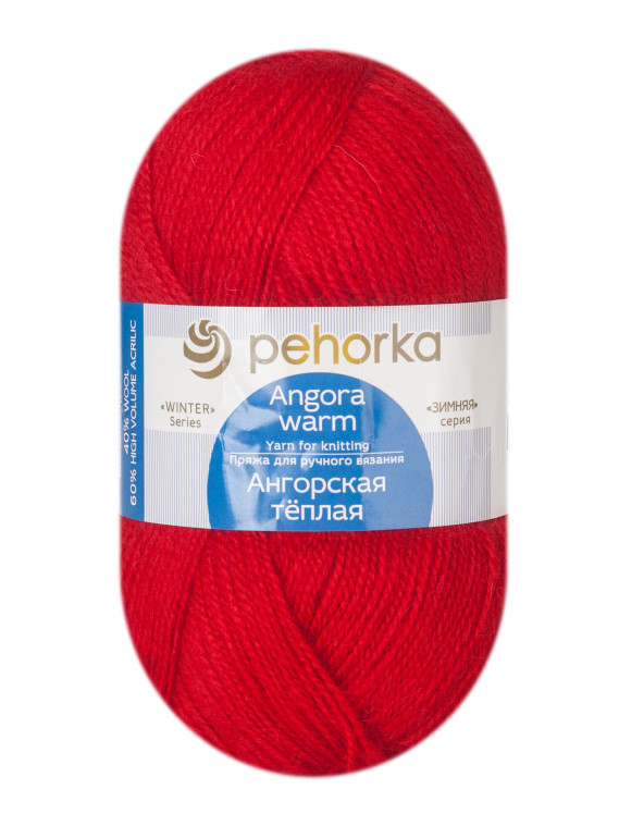 Пряжа Пехорка «Ангорская теплая» - (88 - Красный мак)
