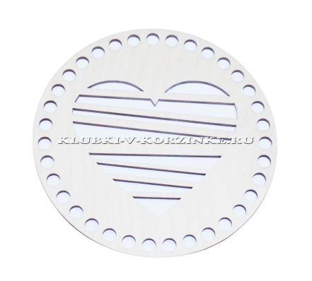 Крышка для корзины резная, круг с сердцем, 15 см