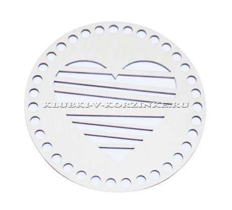 Крышка для корзины резная, круг с сердцем, 15 см