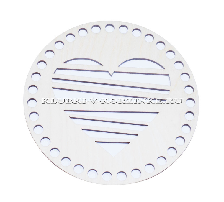 Крышка для корзины резная, круг с сердцем, 15 см